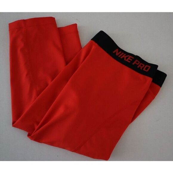 Nike Pro 589366 696 Women's Sz S Red Dri-Fit Compression 3/4 Leg Training Capris - Picture 7 of 10